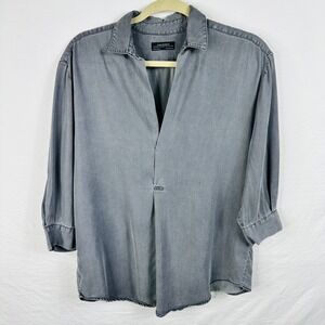 Zara‎ Woman Gray Blouse Flowy Women's Size Small